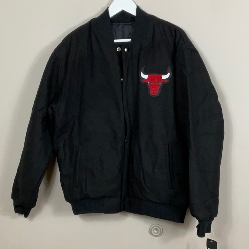 Chicago Bulls JH Design Reversible Embroidered Wool Full-Snap Jacket - Black - Picture 2 of 8